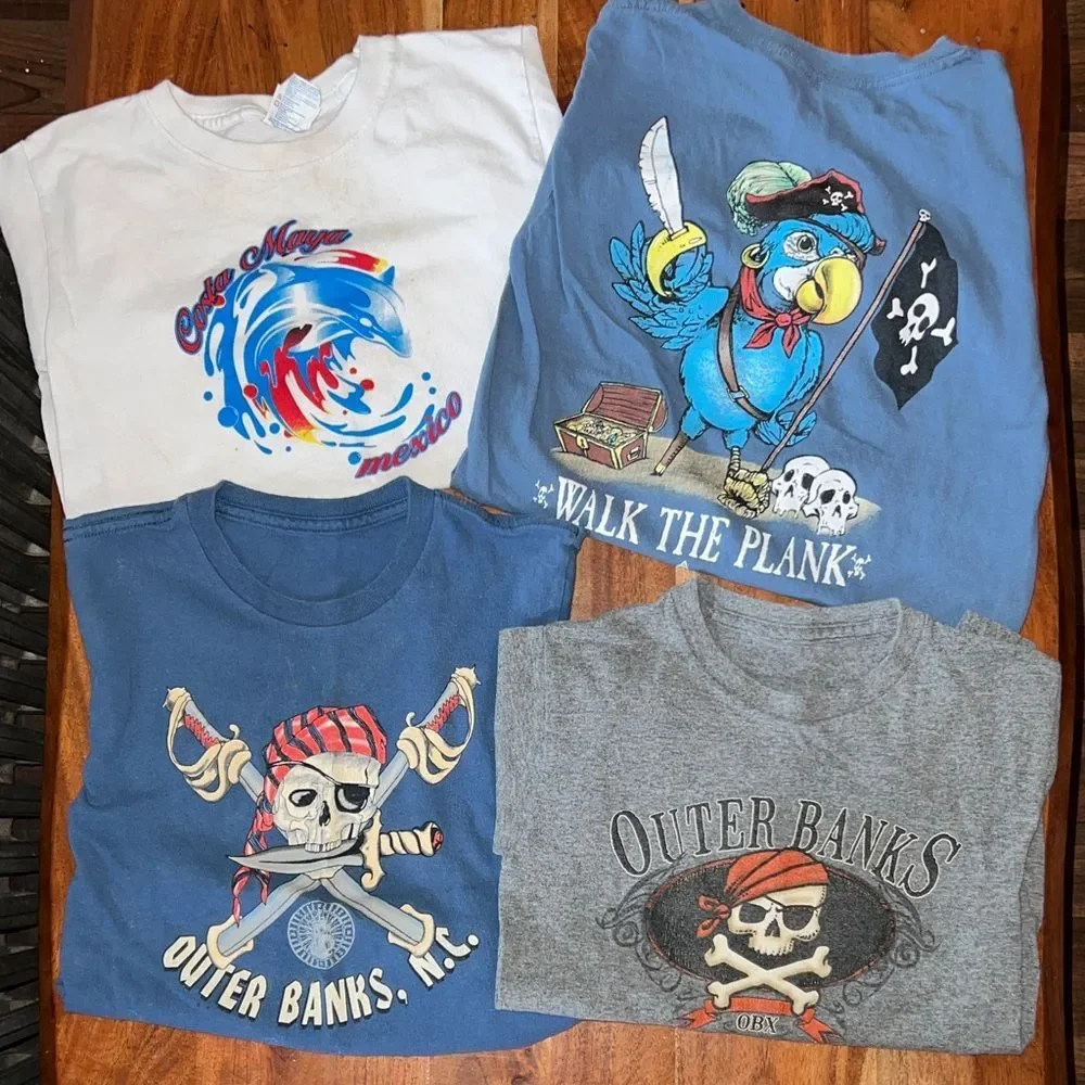 Gildan Kids Pirate Adventure Tees - White, Blue, Gray